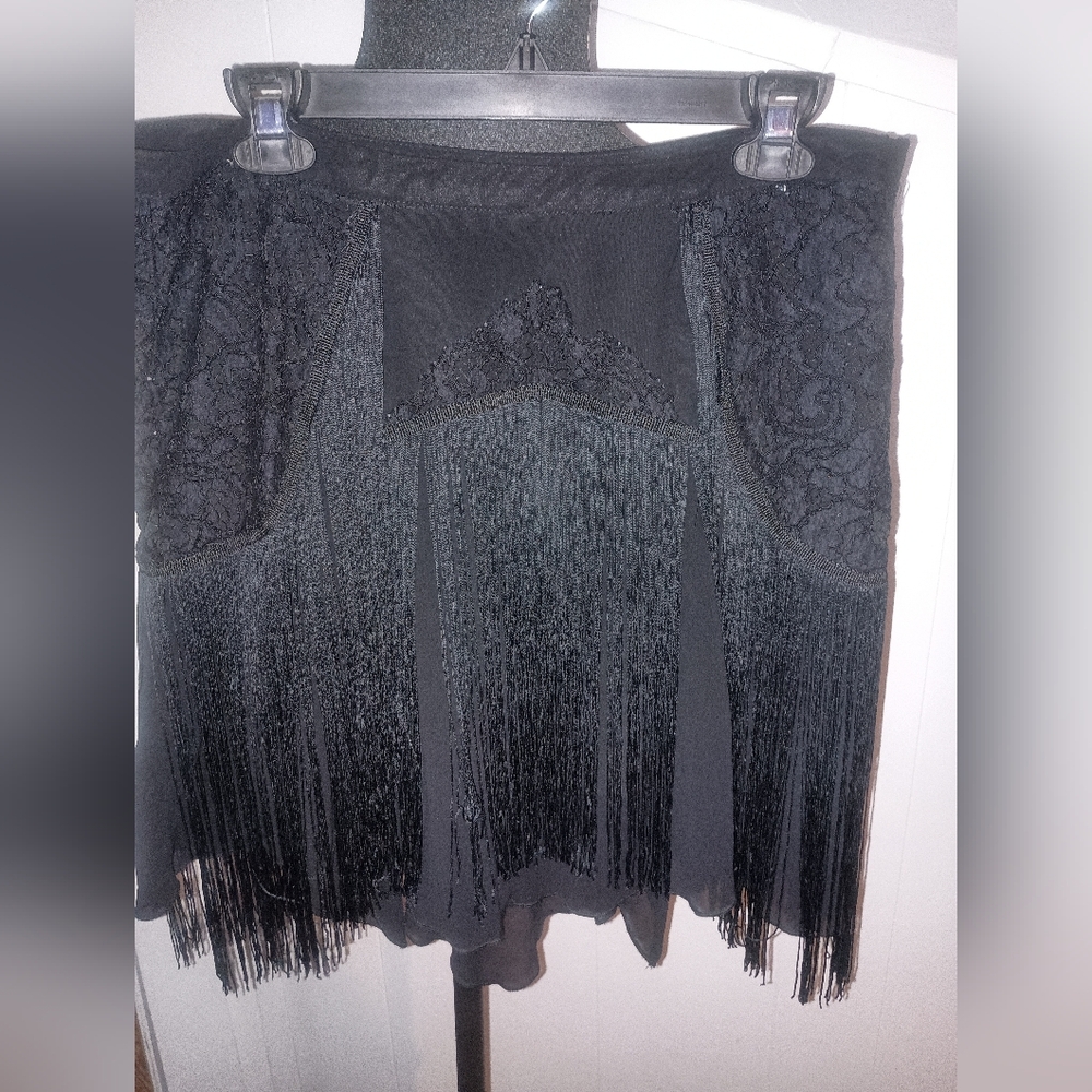 Free People Black Fringe Skirt